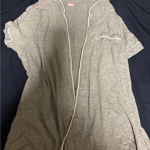 Cozy Gray Button-Front Pajama Top